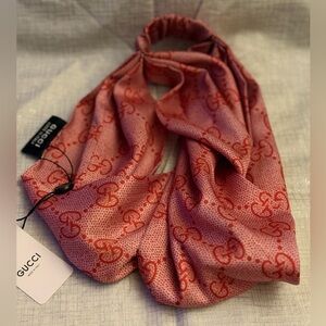 Fashion Pink and Red Logo Scarf